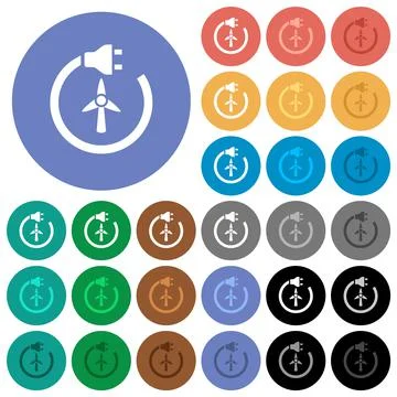 Wind energy round flat multi colored icons Ilustración de archivo