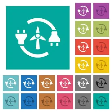 Wind energy square flat multi colored icons イラスト素材