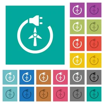 Wind energy square flat multi colored icons イラスト素材