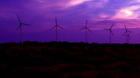 Wind energy stations at sunset 動画素材 260412029