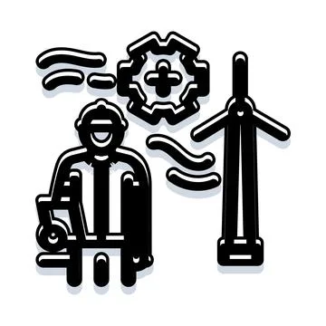 Wind energy technician engineering renewable power solution Stock Illustration