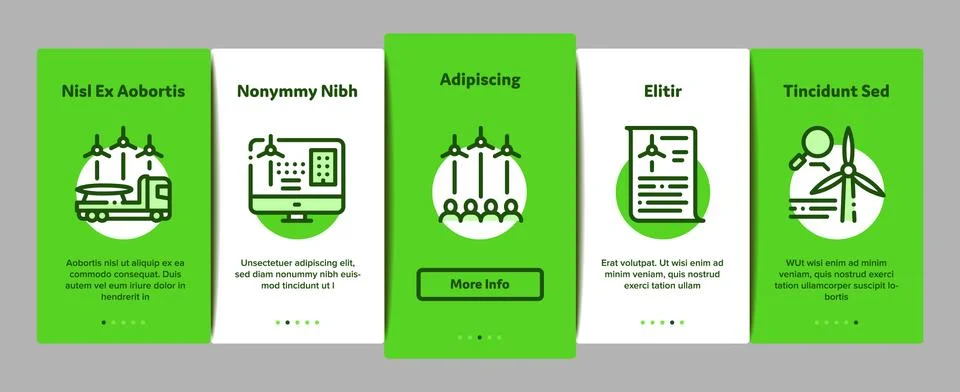 Wind Energy Technicians Onboarding Elements Icons Set Vector イラスト素材