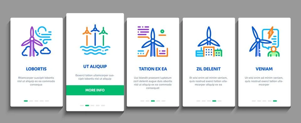 Wind Energy Technicians Onboarding Elements Icons Set Vector イラスト素材