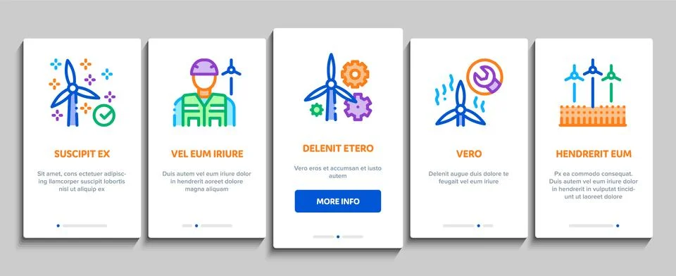 Wind Energy Technicians Onboarding Elements Icons Set Vector イラスト素材