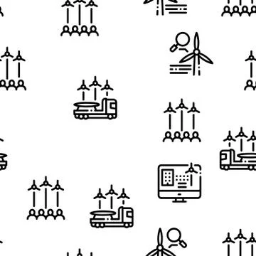 Wind Energy Technicians Seamless Pattern Vector Stock Illustration