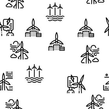 Wind Energy Technicians Seamless Pattern Vector Illustrazione stock
