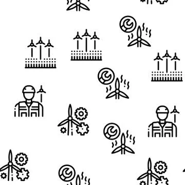 Wind Energy Technicians Seamless Pattern Vector Stock Illustration