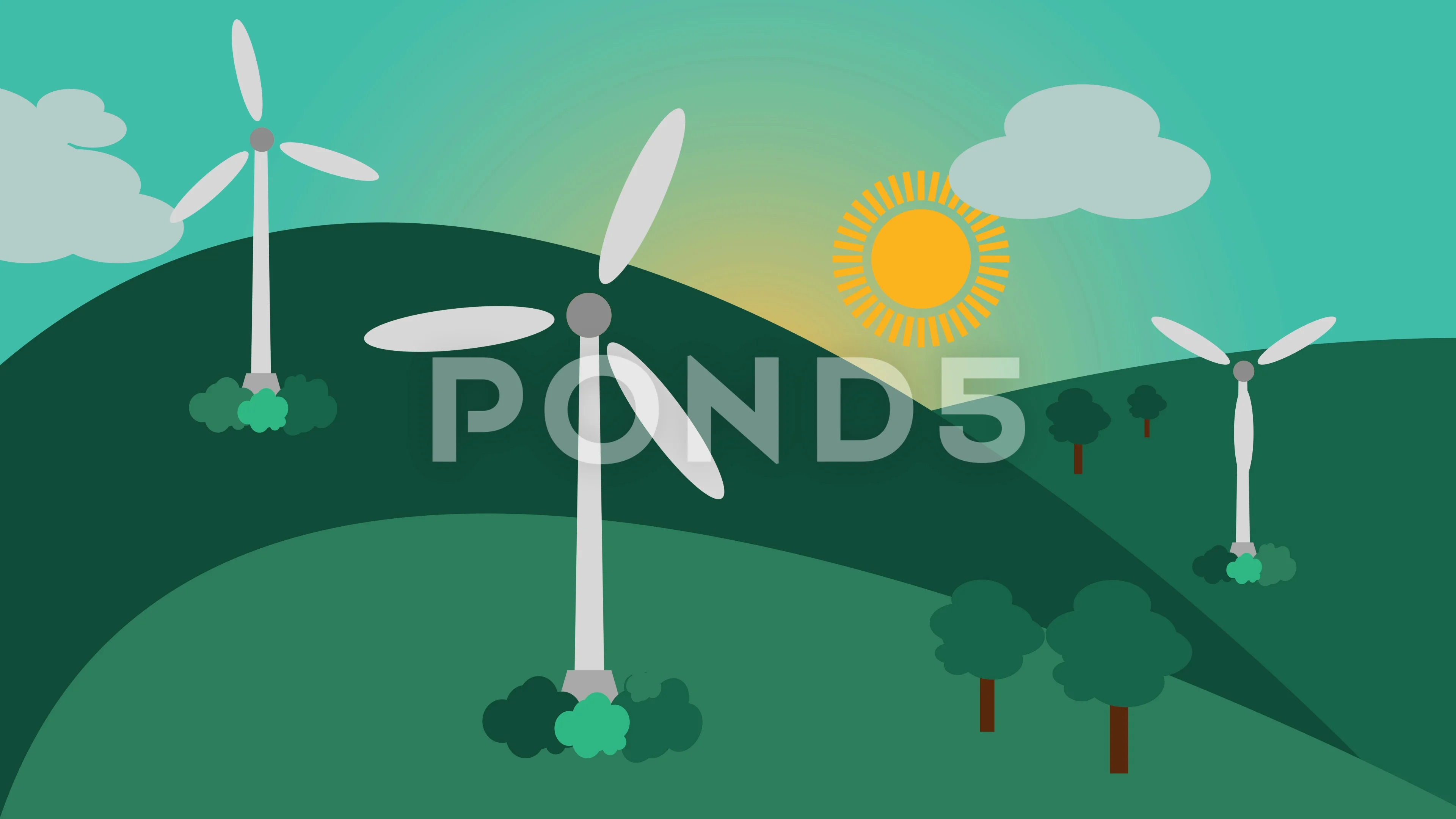 Wind Energy Turbine Animation | Stock Video | Pond5