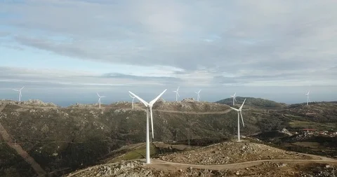 Wind energy turbines Stock Footage 99992421