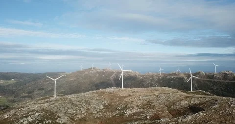 Wind energy turbines Stock Footage 100321056