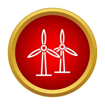Wind energy turbines generating renewable power icon Stock Illustration