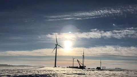 Wind Energy Under Winter Sunlight Video stock 101202807