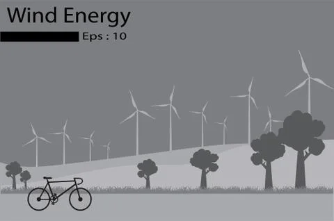 Wind energy, Wind Generators Stock Illustration