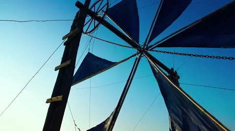 Wind energy windmill blade with spinning chain Stock Footage 65464323