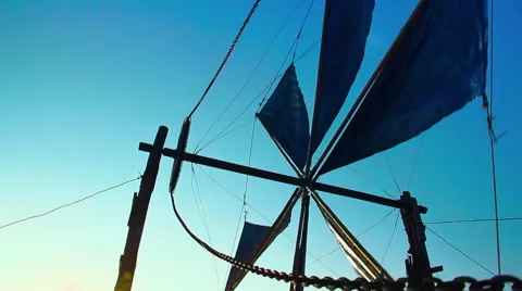 Wind energy windmill blade with spinning chain Stock Footage 65464592