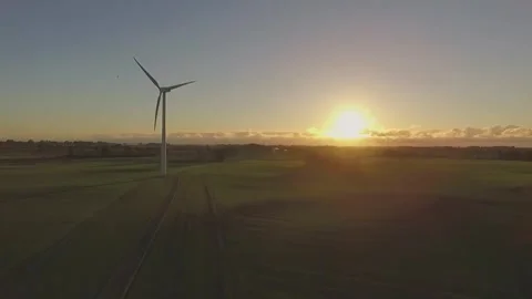 Wind Energy Windmill | Drone View Stock Footage 264969993