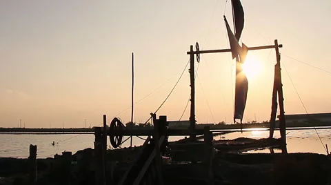 Wind energy windmill at sunset Stock Footage 65464477