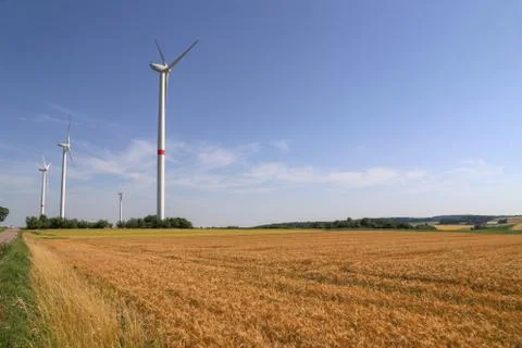 Wind engines in the fields in Germany Stock Photos