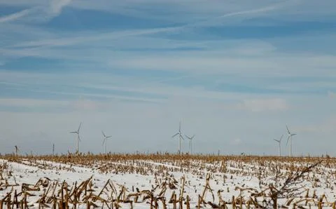 Wind engines in winter Stock Photos