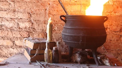 The wind extinguishes the candle of the spell of night of witches Stock Footage 94746487