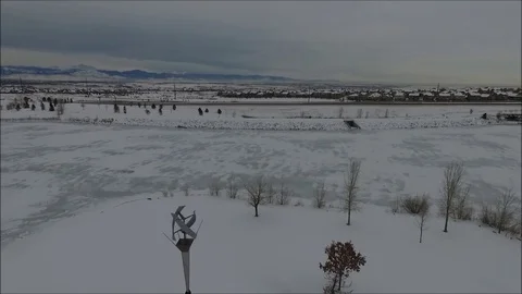 Wind Fan, Slow Spin Winter Lake 1080 Stock Footage 75334145