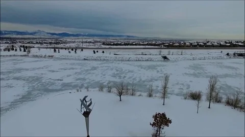 Wind Fan Slow Spin Winter Lake 1080 Edited Stock Footage 75334210