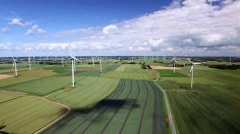 Wind Farm Aerial View Видео 64658475