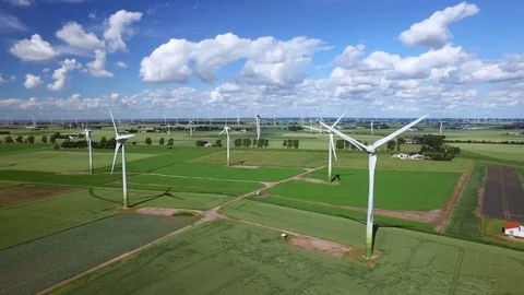 Wind Farm Aerial View Stock Footage 81435967