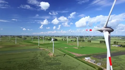 Wind Farm Aerial View 스톡 동영상 81436195