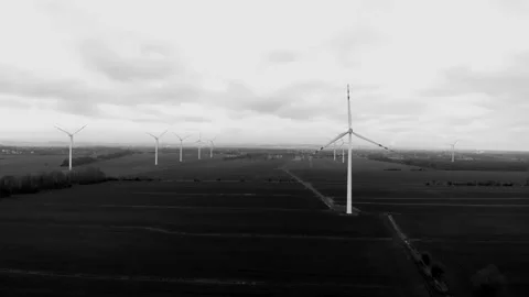 Wind farm aerial view Stock Footage 145343970