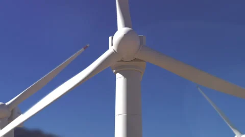 Wind farm against the sky, an animation on the theme of renewable electricity Stock Footage 201001573