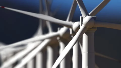 Wind farm against the sky, an animation on the theme of renewable electricity 스톡 동영상 201001993