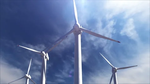 Wind farm against the sky, time-lapse animation on renewable electricity  . Stock-Footage 201001693