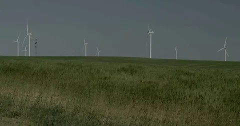 Wind Farm and waving grass Video stock 83213894