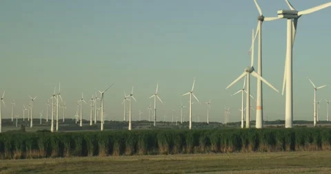 Wind farm that are being built as part of the energy transition project. Stock Footage 257629670