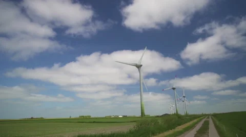 Wind farm with blue sky Stock Footage 63978428