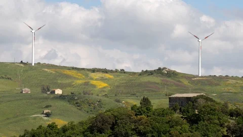 Wind farm in Central Sicily Video stock 110907374