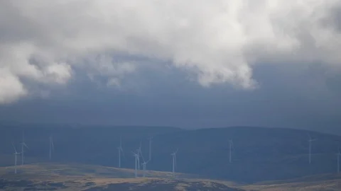 A wind farm with clouds Stock Footage 116390343