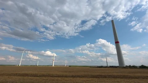 Wind Farm Construction in Former Open Pit Mine3 Stock Footage 340121805