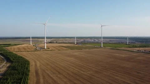 Wind Farm Construction in Former Open Pit Mine2 Stock Footage 340121826