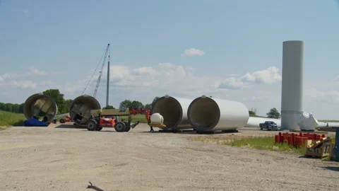 Wind Farm Construction Wind Turbines 01 Stock Footage 164872730