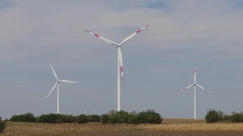 Wind Farm Corn Fields Stock Footage 337170714