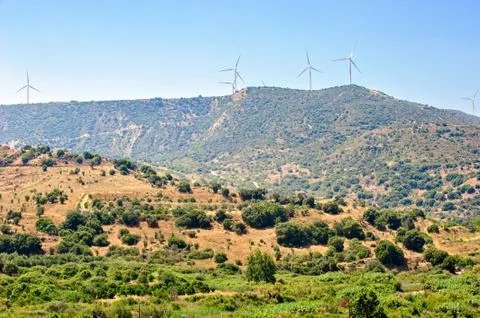 Wind farm on Cyprus Stock Photos