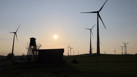 Wind farm dawn Stock Footage 103622848