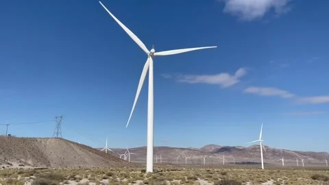 Wind Farm in Desert Видео 196942736