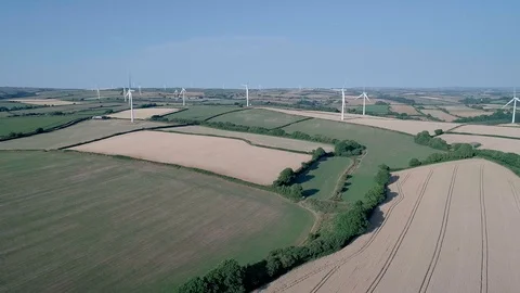 Wind Farm Devon - Wind Turbines In Countryside Stock Footage 92497092