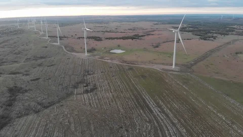 Wind farm at dusk 2 Stock Footage 89970496