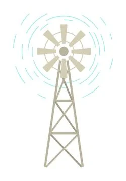 Wind-farm Equipment, Windmill Object, Wind Vector Stock Illustration