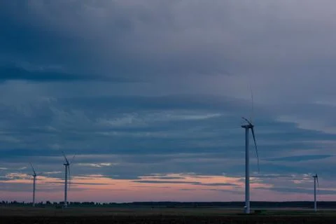 The wind farm in the evening Stock Photos