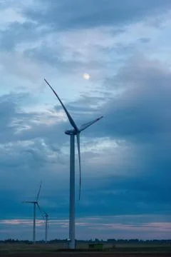 The wind farm in the evening Stock Photos